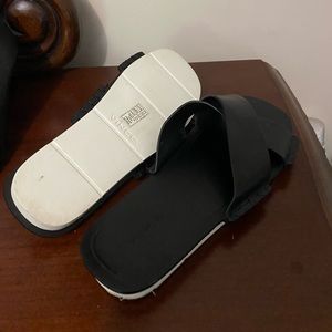 Vince leather crossover slides